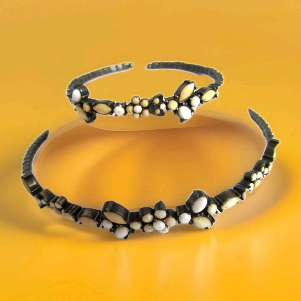 VTG LIZ CLAIBORNE Choker Bracelet Set Faux Stones Marked LC 2 piece set